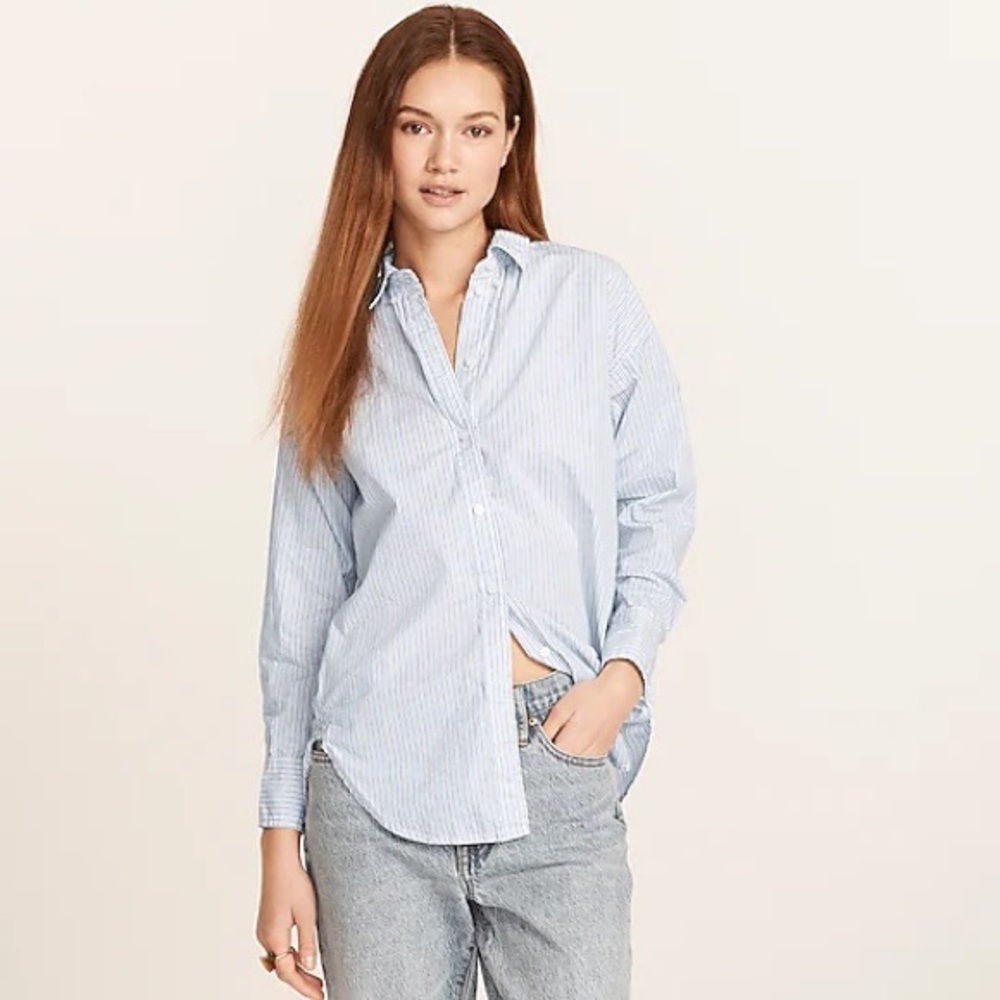 Jcrew Relaxed fit washed cotton poplin shirt in stripe